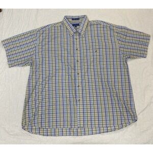 Enro Chatham Cloth Shirt Mens 3XL Blue Green Plaid Short Sleeve B&T